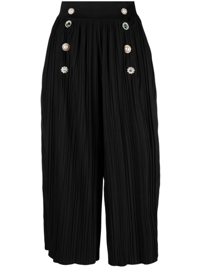 Viktor & Rolf Pleated Double-breasted Culottes In Schwarz