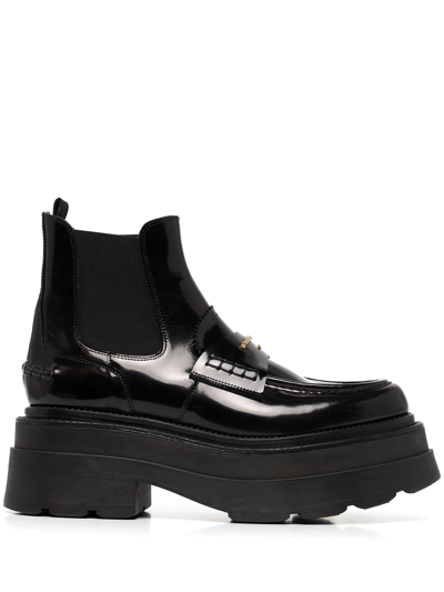 Alexander Wang Logo-plaque Chunky Sole Boots In Black