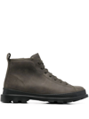 Camper Brutus Lace-up Boots In Dark Green Nubuck
