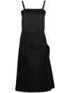 Maison Margiela Black Reworked Square Neck Midi Dress In Schwarz
