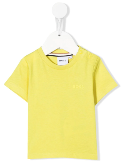 Bosswear Babies' Logo-print Short-sleeved T-shirt In Gelb