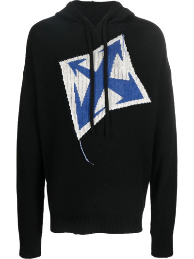 Off-white Chunky-knit Hoodie In Schwarz