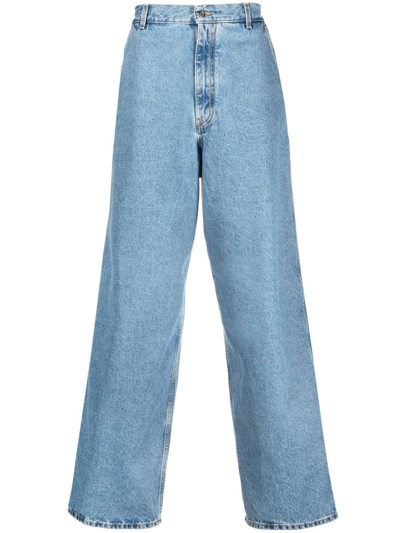 Off-white Blue Wide Jeans In Medium Blue No Colour