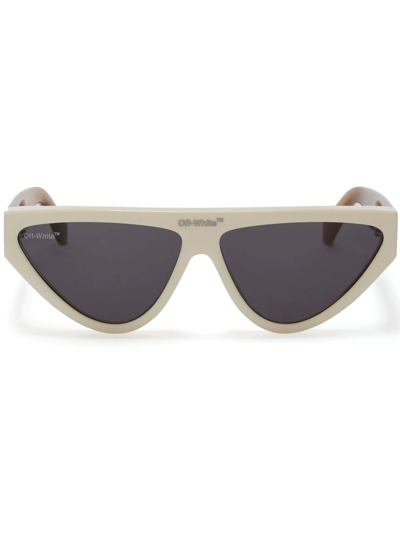 Off-white Men's Gustav Logo-bridge Contemporary Sunglasses In White Dark Grey