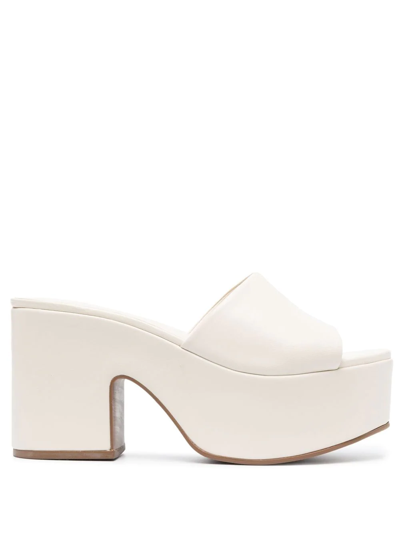 Larroude Miso Open-toe Flatform Mules In Neutrals