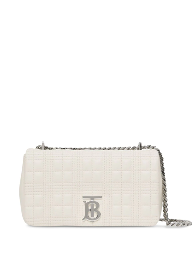 Burberry Lola Small Quilted Crossbody Bag In White