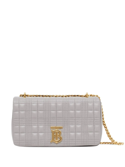 Burberry Lola Small Quilted Shoulder Bag In Grey