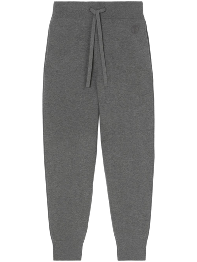Burberry Embroidered Monogram Sweatpants In Grey