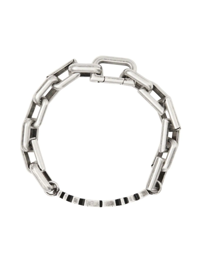 Burberry Logo-detail Chain-link Bracelet In Aged Silver