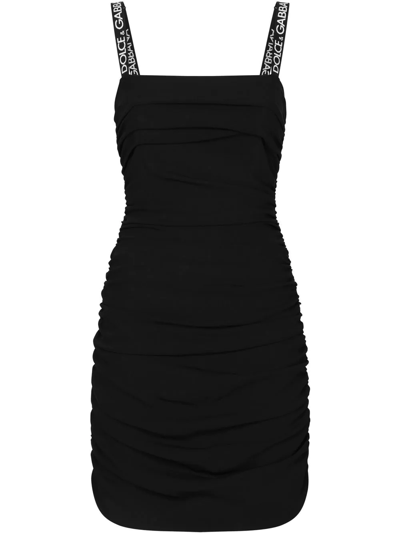 Dolce & Gabbana Logo-strap Bodycon Dress In Schwarz