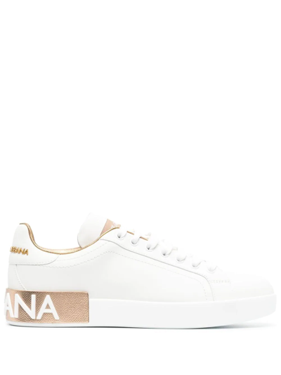 Dolce & Gabbana Portofino Logo-patch Sneakers In White