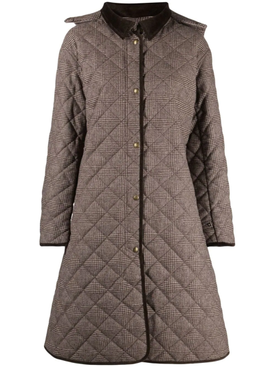 Polo Ralph Lauren Check-patterned Quilted Coat In Braun