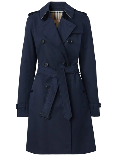 Burberry The Mid-length Kensington Heritage Trench Coat In Blue