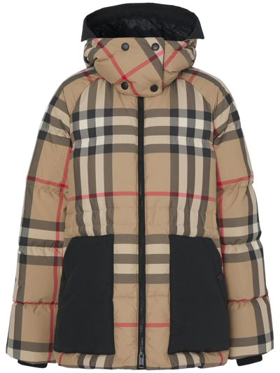 Burberry Vintage Check Padded Jacket In Beige