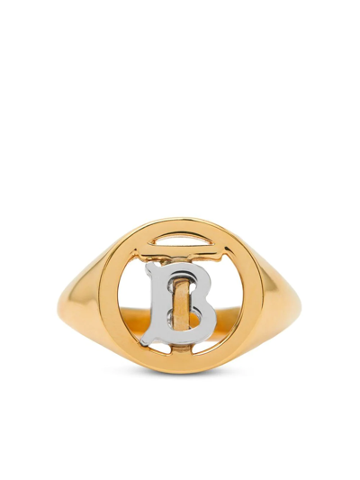 Burberry Monogram-motif Signet Ring In Light Gold/palladium