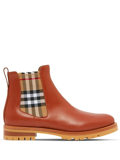 Burberry Vintage Check Chelsea Boots In Light Tan