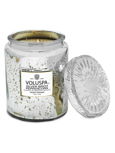 Voluspa Silver Birch Peppercorn Large Jar Candle 18 Oz. In White