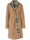 Burberry Reversible Check Double Face Wool Coat In Neutrals