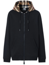 Burberry Samuel Sweatshirt With Check Hood In Black
