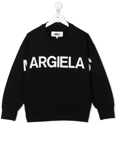 Mm6 Maison Margiela Kids' Logo-print Crew-neck Sweatshirt In Schwarz