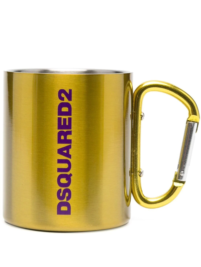 Dsquared2 Logo-print Carabiner Travel Cup In Gelb