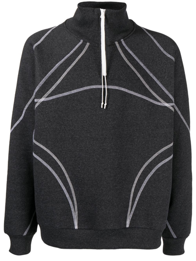 Saul Nash Rituals Oversized Zip-up Sweatshirt In Dark Grey Marl