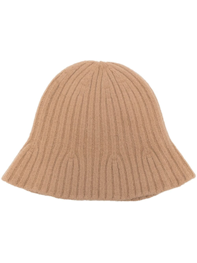 Alysi Ribbed-knit Bucket Hat In Braun