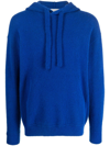 Laneus Knitted Ribbed-trim Hoodie In Blue