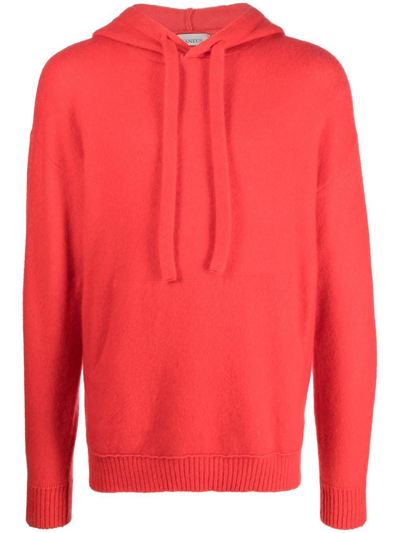 Laneus Knitted Ribbed-trim Hoodie In Orange