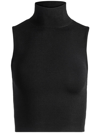 Alice And Olivia Darina Mock-neck Fitted Crop Tank In Nero