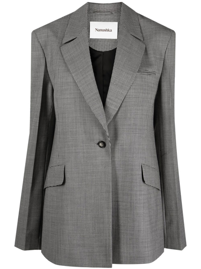 Nanushka Puppytooth Oversized Blazer In Schwarz