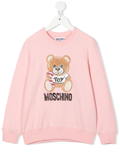 Moschino Kids' Logo-print Cotton Sweatshirt In Rosa