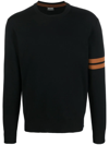 Zegna Crewneck Sweater With Ribbed Cuffs And Hem In Black