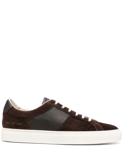 Common Projects Winter Achilles Suede And Full-grain Leather Trainers In Brown