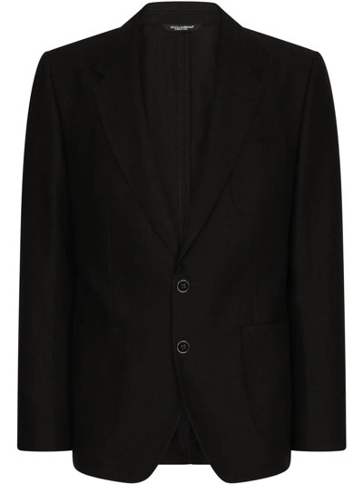 Dolce & Gabbana Deconstructed Single-breasted Linen Blazer In Black