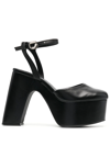 Coperni Bridge Snakeskin Platform Sandals In Schwarz