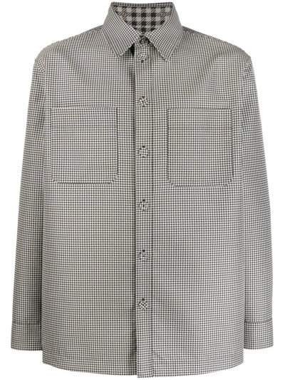 Fendi Giubbotto Houndstooth Reversible Shirt Jacket In Grey