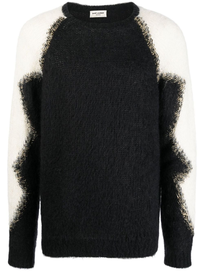 Saint Laurent Crew-neck Long-sleeve Jumper In Black
