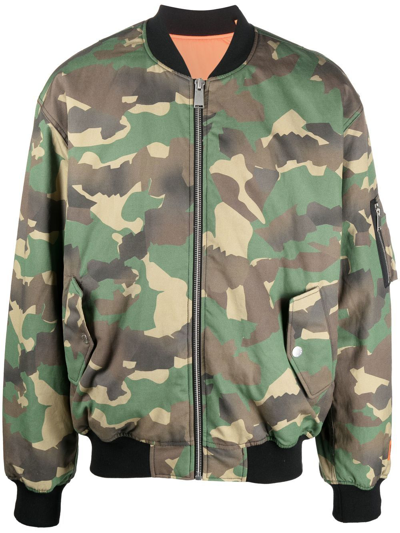 Heron Preston Camouflage Print Bomber Jacket In Green