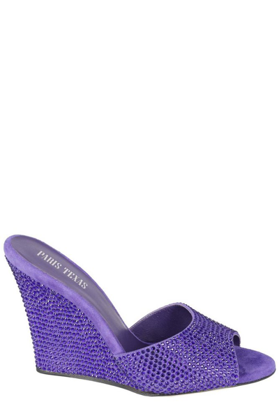 Paris Texas Holly Wanda Crystal-embellished Wedge Sandals In Purple