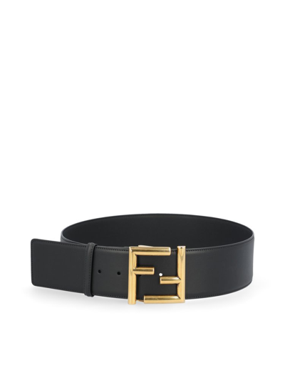 Fendi Logo Plaque Buckle Belt In Black