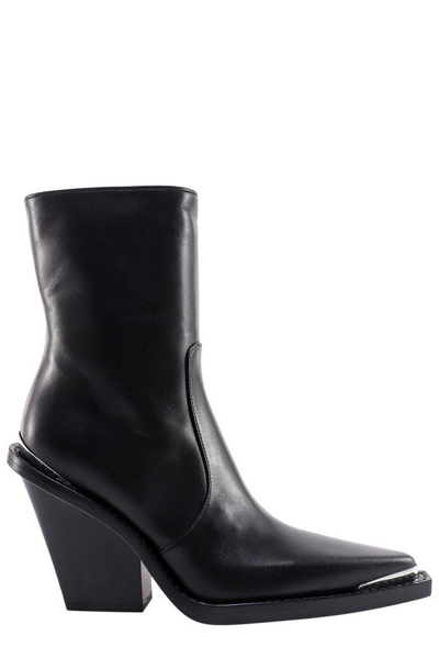 Paris Texas Metallic-trim Block-heel Ankle Boots In Black | ModeSens