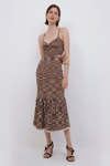 Jonathan Simkhai Shania Stretch Viscose Long Dress In Chocolate Multi