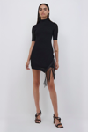 Simkhai Orla Asymmetric Pointelle Short Sleeve Sweater Dress In Black