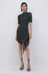 Jonathan Simkhai Orla Pointelle Fringe Mini Dress In Cypress-black