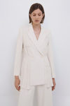 Simkhai ‘lizzie' Sartorial Pleated Double Breasted Crepe Blazer In Nougat