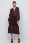 Simkhai Wanda Long Sleeve Pleated Top In Mulberry In Mulberry