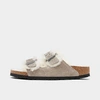 Birkenstock Shearling-lined Double-strap Sandals In Stone Coin