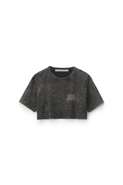 Alexander Wang Crop Tee In Acid Wash Jersey In Acid Black