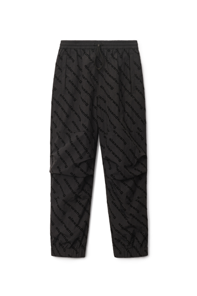 Alexander Wang Logo Track Trouser In Crinkle Nylon In Black